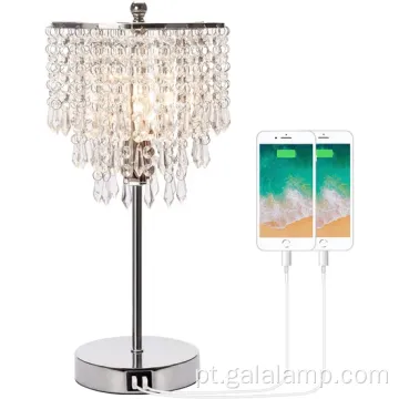 Luminária de mesa de cristal sofisticada com toque e USB